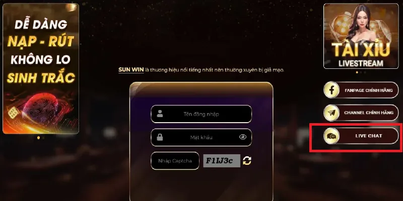 Người chơi có thể liên hệ Sunwin qua hình thức chat trực tuyến