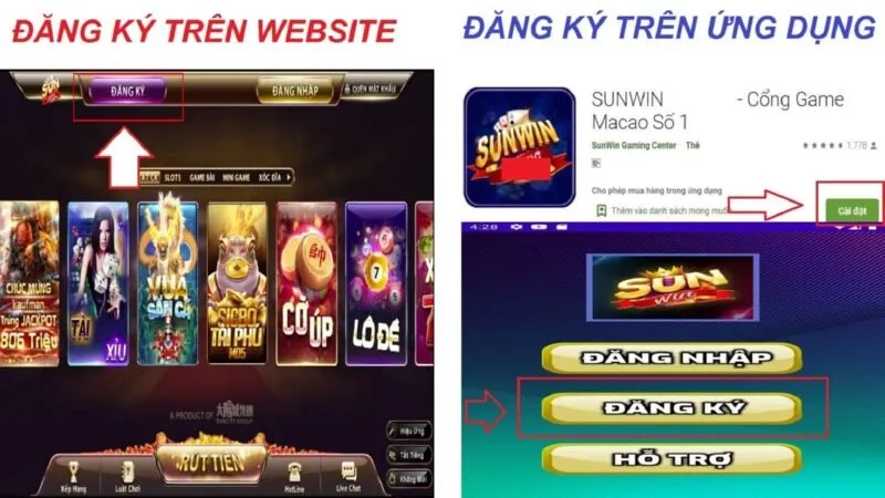 Chỉ vài thao tác là có ngay tài khoản trên Sunwin